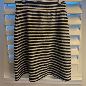 Maeve Anthropology Vintage Black and White Striped A Line Fuzzy Mod Skirt Sz 8